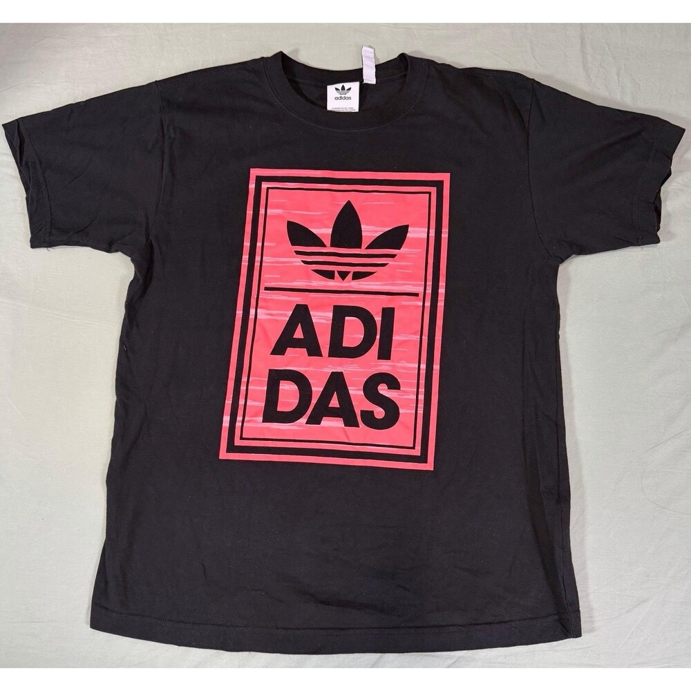 Adidas Originals Graphic Logo T-Shirt Men’s Medium Black Red Trefoil.